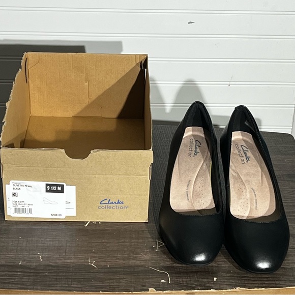 Clarks Shoes - NWT Clarks Olivette Pearl Black Wedge Heels
